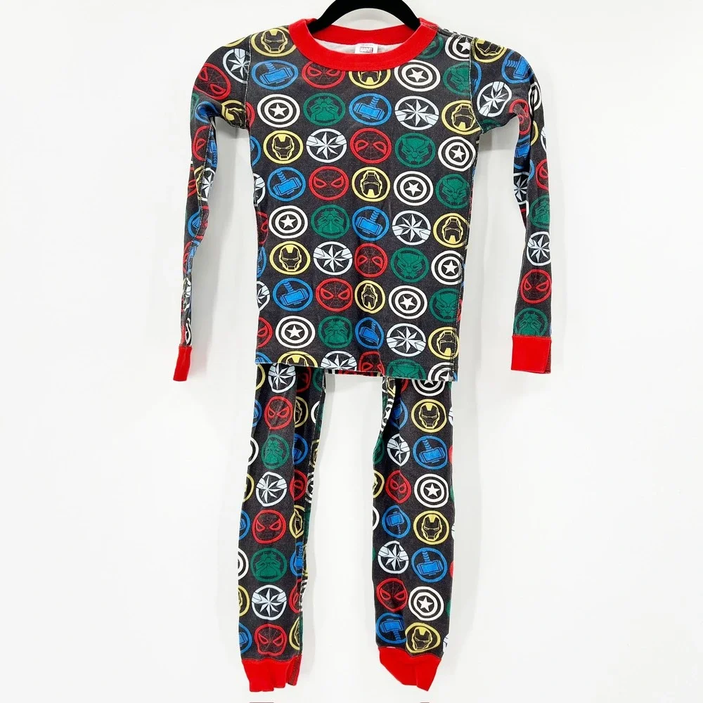 Marvel Hanna Andersson Kids Size 8 Avengers Organic Cotton Pajama Set Black Red